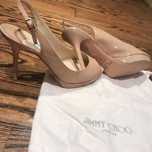 JIMMY CHOO NOVA PATENT LEATHER SLINGBACK PUMPS
